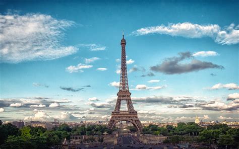 Wallpaper Clouds Paris Eiffel Tower Sky Wallpx