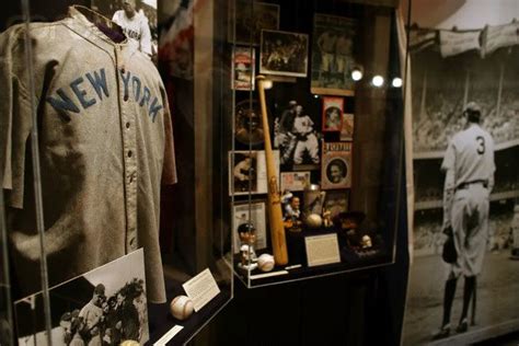 artifacts from the legendary career of baseball star babe ruth on display inside the babe ruth