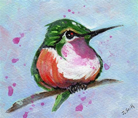 Acrylic Hummingbird Birds Painting Abstract Painting Miniature