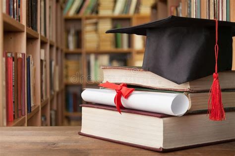 Graduation Hat On Stack Of Books Stock Image Image Of Background