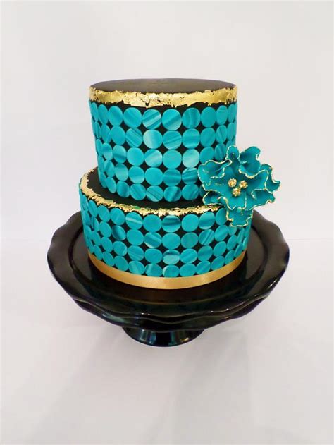Wedding Cake Teal And Gold Decorated Cake By Kickshaw Cakesdecor