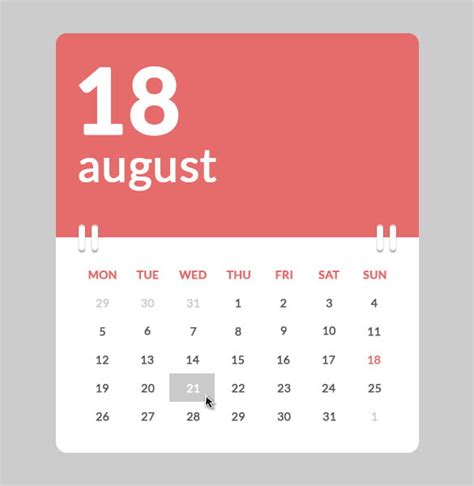 New Design Calendar Using Css Calendar