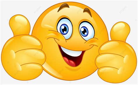 Emoticon Emoji Bahagia Menunjukkan Jempol Ganda Seperti Lucu Baik