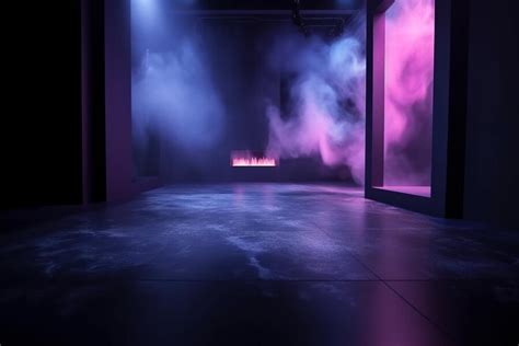 Premium Ai Image A Dark Room With A Pink And Purple Smoke