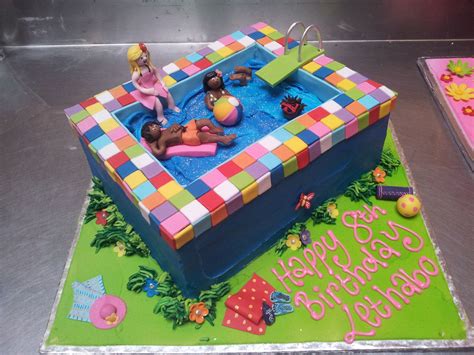 3d Swimming Pool Shaped Wicked Chocolate Cake Decorated Wi Flickr Pool Birthday Cakes Pool