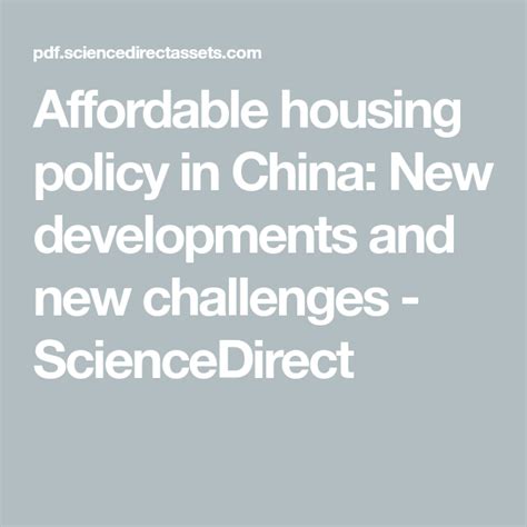 Affordable Housing Policy In China New Developments And New Challenges