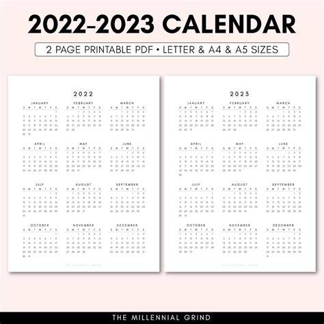 2022 Calendar Printable 2022 Calendar Template 2022 2023 Etsy Uk