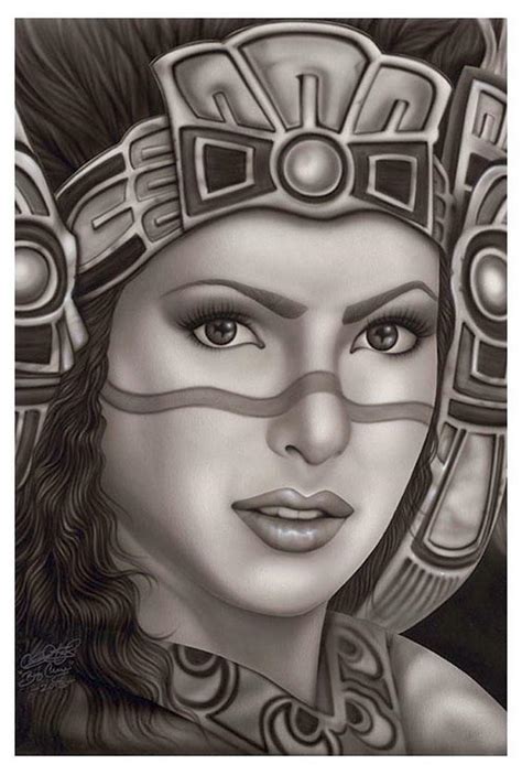 Aztec Princess By Big Ceeze Fine Art Print Mexican Woman Wearing Headress Ebay