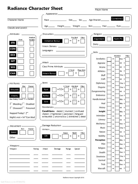 Character Sheet