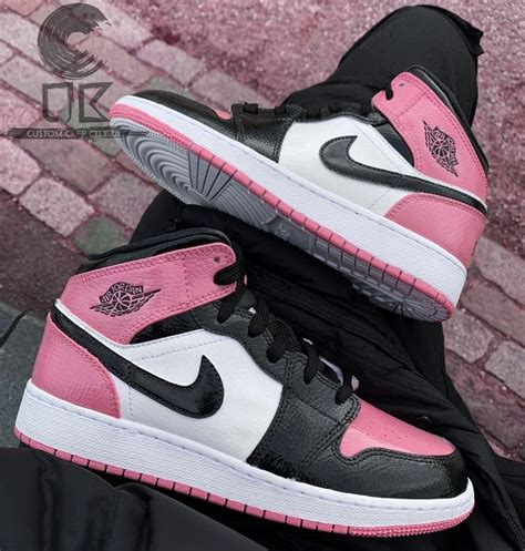 Custom Jordan 1 Pink And Black Custom Trainers Custom Jordan Etsy