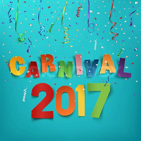Colorful Handmade Typographic Word Carnival 2017 Stock Vector