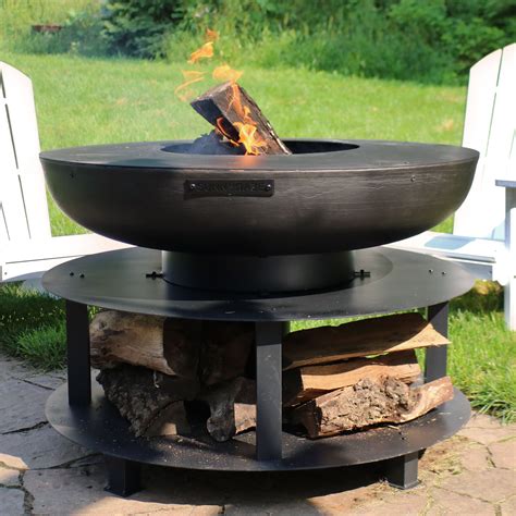 Sunnydaze Large Outdoor Fire Pit With Cooking Ledge And