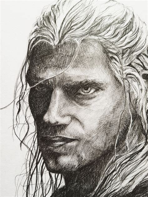 The Witcher Pencil Drawing Geralt Art Print The Witcher | Etsy