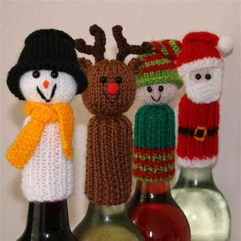 H Kov N Christmas Knitting Christmas Knitting Patterns Wine Bottle Topper