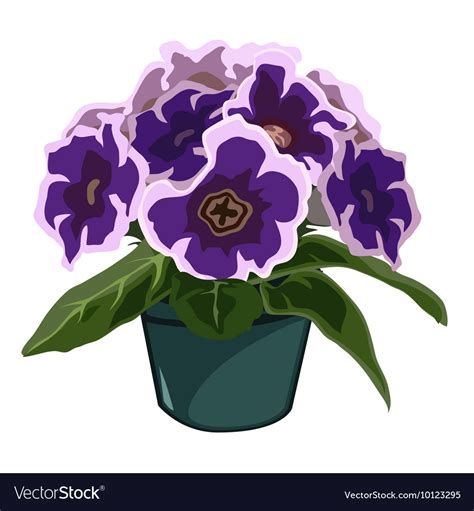 Decorative Blue Flowers In Pot Isolated Royalty Free Vector