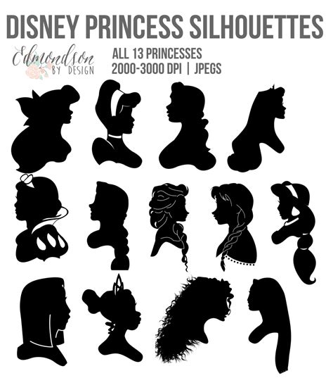 Disney Princess Silhouette  Black And White Clip Art