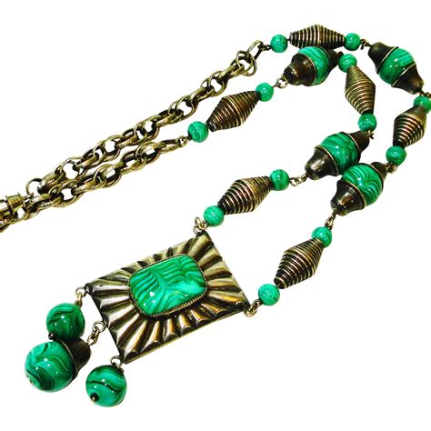 Art Deco Malachite Czech Glass Necklace From Decadentdiva On Ruby Lane