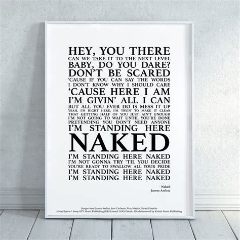 Naked Song Lyrics Print Official Licensed Print Poster Etsy