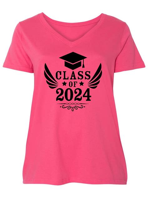 Inktastic Class Of 2024 With Graduation Cap And Wings Womens Plus