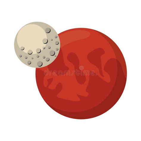 Space Mars Planet And Moon Stock Vector Illustration Of Satellite