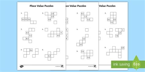 Place Value Missing Numbers Worksheets