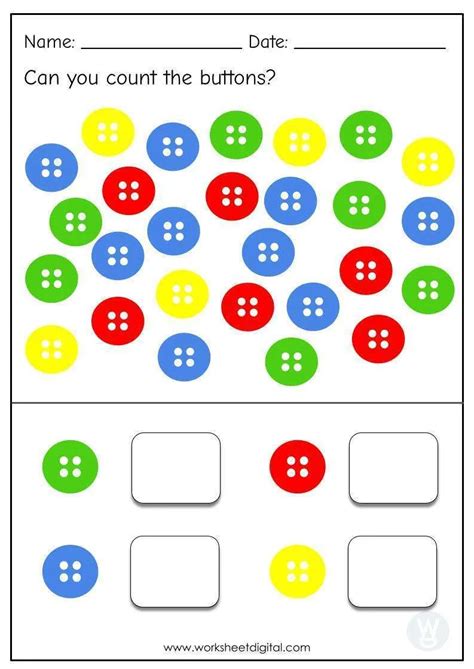 Count The Buttons Worksheet Digital