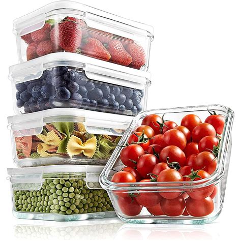Nutrichef 10 Piece Superior Glass Food Storage Containers Set Stackable Design Newly Bpa Free