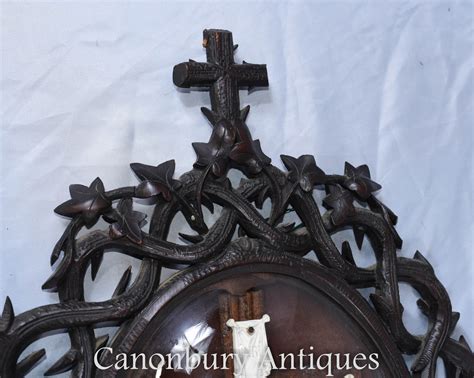 Jesus Christ Crucifixion Cross Statue Hand Carved Antique Black Forest