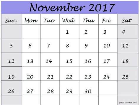 Pin By Rahul Singh On November 2017 Calendar 2017 Printable Calendar