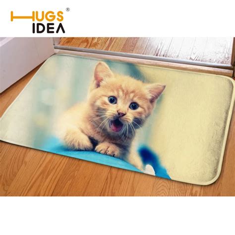Hugsidea Cute Home Decor Lovely Animal Cat Carpets Non Slip Kitchen