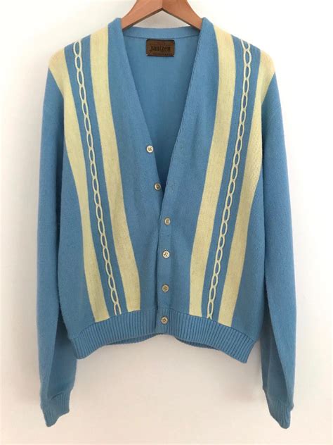 Mens Vintage 1950s Cardigan Sweater Blue Pale Etsy Vintage