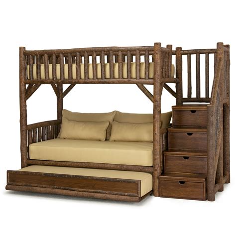 Rustic Bunk Bed With Trundle And Stairs La Lune Collection