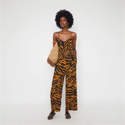Maria S Style Planet Tiger Jumpsuit Printed Jumpsuit Tiger Print