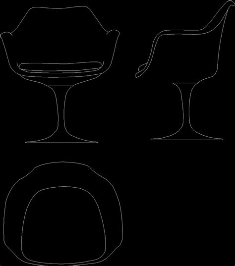 Eero Saarinen Pedestal Arm Chair 1957zip Dwg Block For Autocad