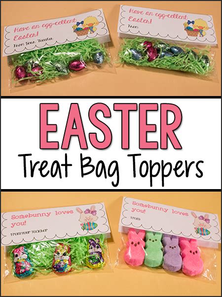 Some good ideas for prizes include small chocolate or easter treat items, small outdoor toys, bubbles, pencils and notebooks, stickers, and other small novelties. Easter Treat Bag Toppers - PreKinders