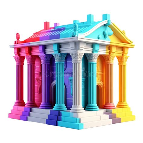 Bank In 3d Style Trending Color Palette With Generative Ai Stock Image