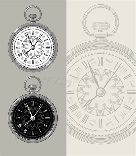 Vintage Pocket Watch Clock Vector Illustration Stock Photos Image