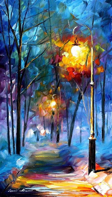 Leonid Afremovs Night Lights Winter Painting Oil Painting On Canvas