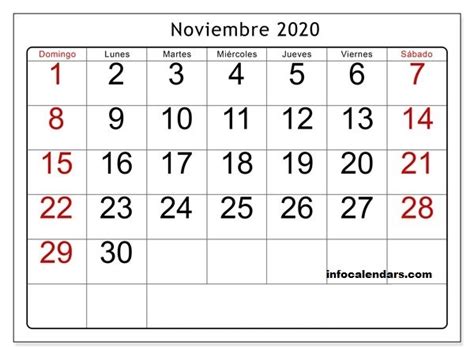 Calendario Noviembre 2020 Para Imprimir Hacer Mi Viaje Con Horario