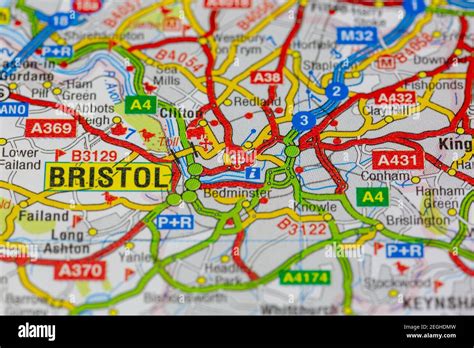 Bristol And Surrounding Areas Shown On A Road Map Or Geography Map