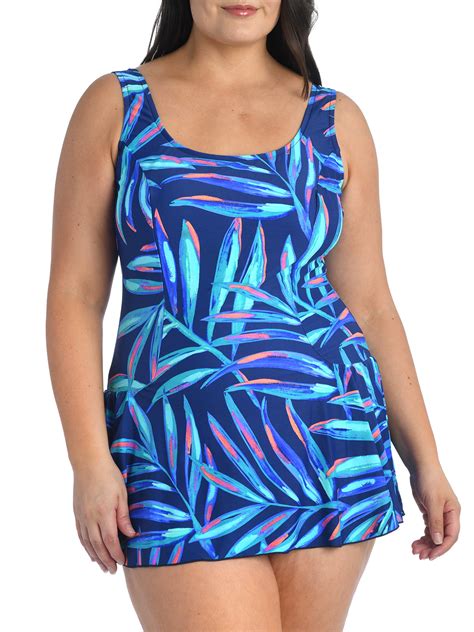 Maxine Of Hollywood Womens Plus Size Painted Palm Princess Swimdress