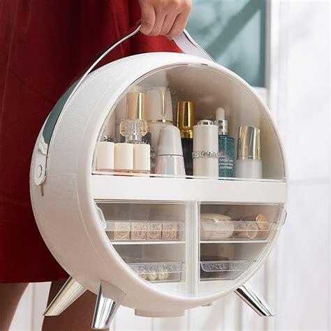 Mirror Handle Design Dustproof Organizer Portable Cosmetic Organizer