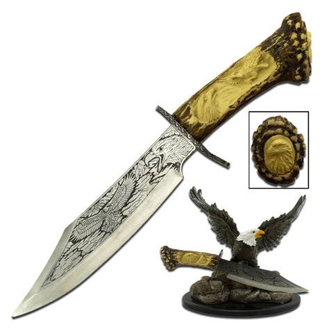 9 Inch Fixed Blade Decorative Knife With Eagle Resin Display