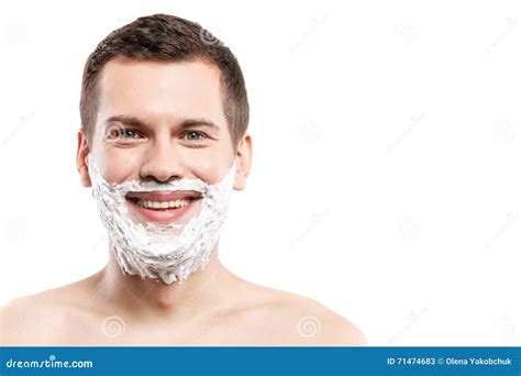 Attractive Guy With Shaving Foam On Face Stock Image Image Of Foam Lifestyle 71474683