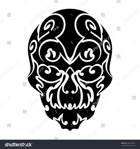 Skull Tribal Tattoo Vector Illustration เวกเตอร์สต็อก ปลอดค่า