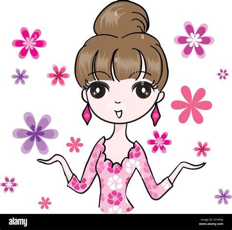 Cartoon Girls With Flowers Get Well Soon Stock Vector Images Alamy