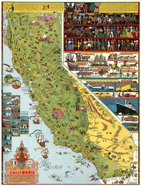 California Illustrated Pictorial Map By Jo Mora 1945 I Love Maps
