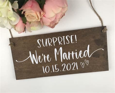 we re married sign wedding just married sign rustic etsy