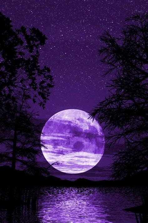 Iphone Wallpaper Purple Night Sky With White Full Moon