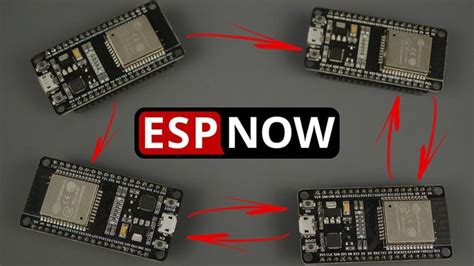 The Esp Now Logo Is Shown Above Five Small Electronic Components With